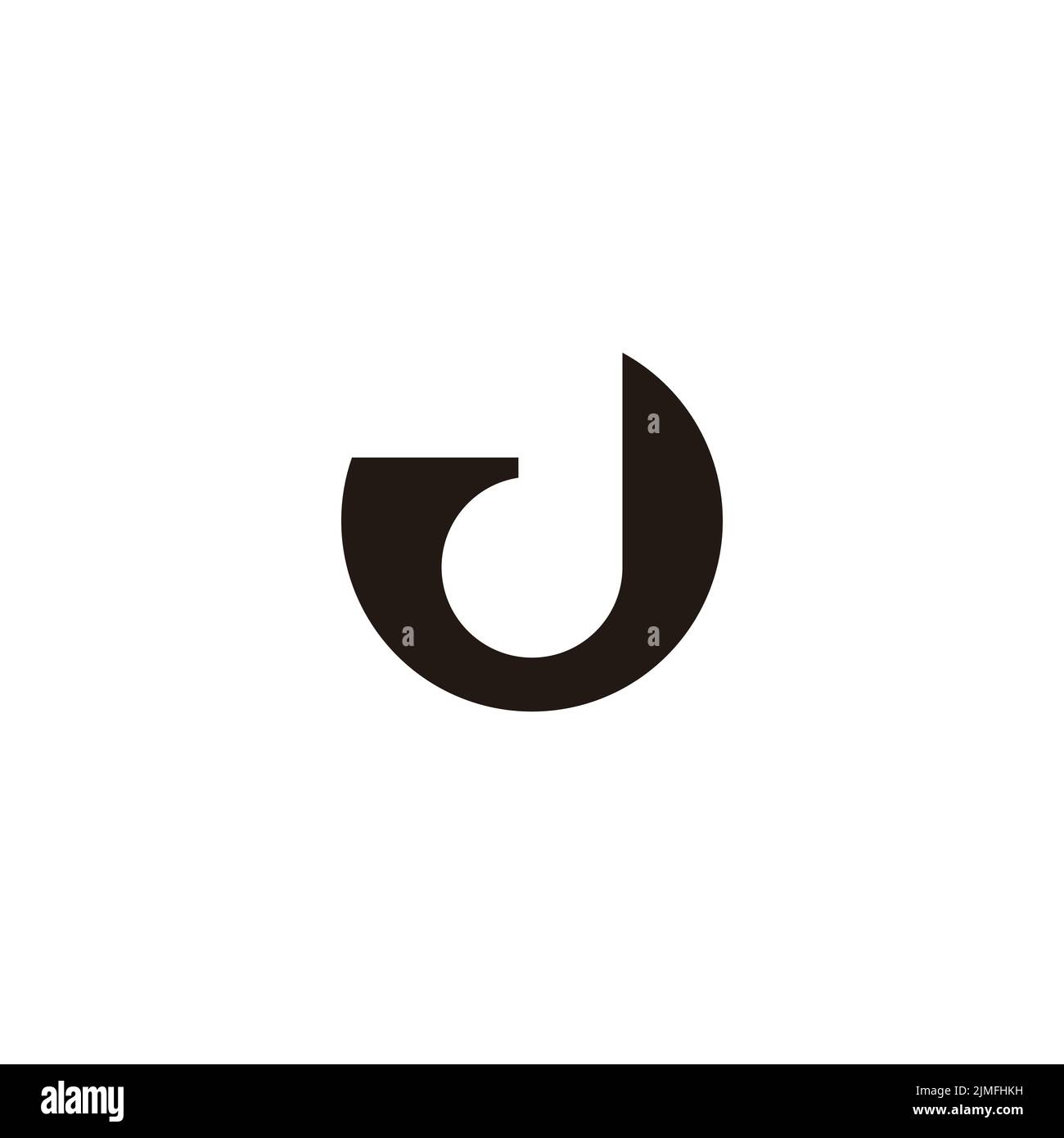 letter dj simple circle geometric negative space logo vector Stock Vector