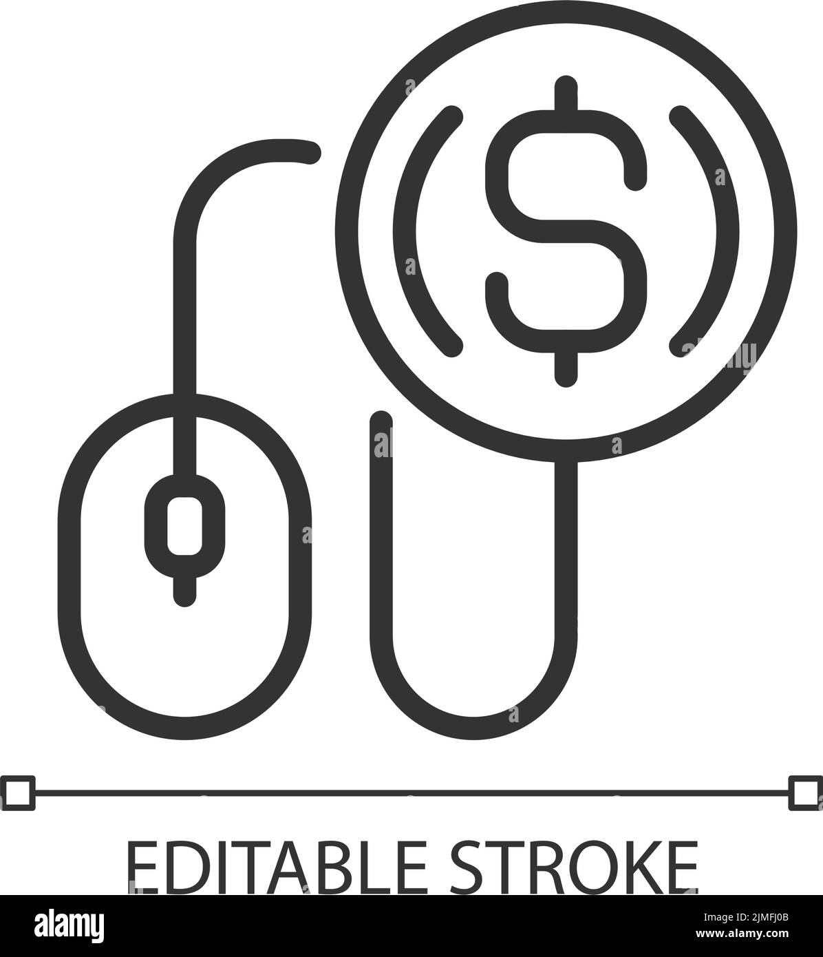 Pay per click pixel perfect linear icon Stock Vector