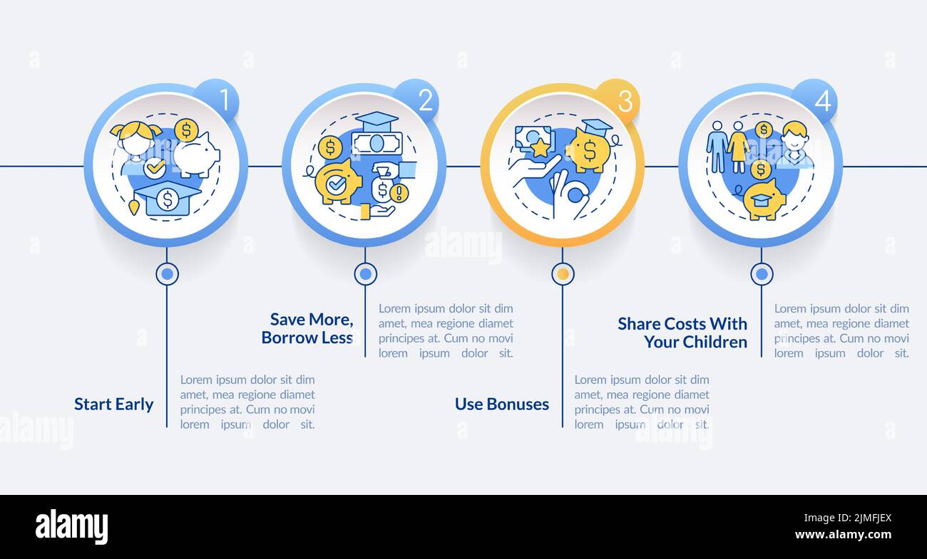 Tips for saving for college circle infographic template Stock Vector