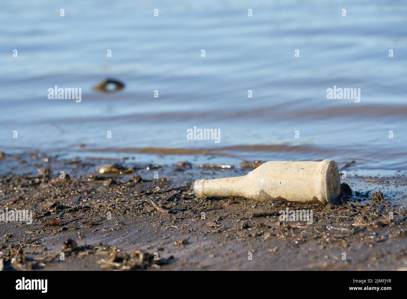 Environmental pollution on the banks of the river Elbe near Magdeburg in Germany Stock Photo