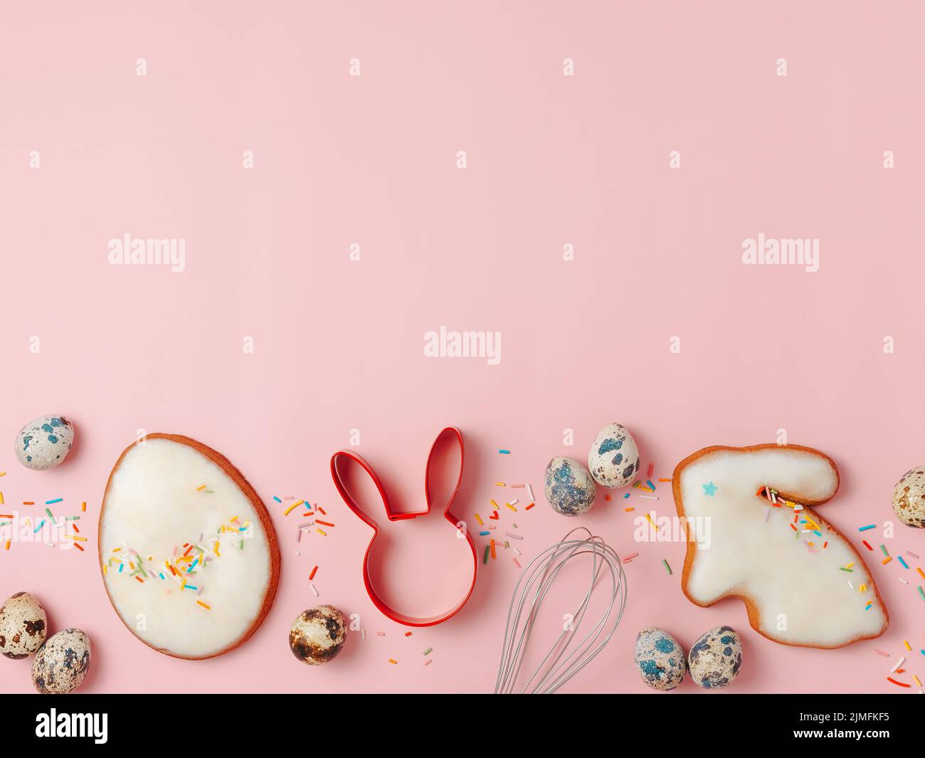 Easter Cookie baking. Easter concept, top view Stock Photo