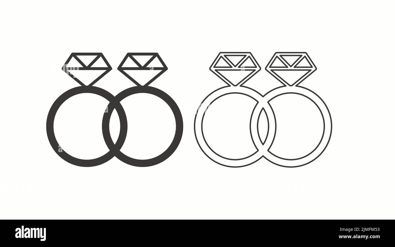 Ring Icon Set. Vector isolated black and white illustration set Stock Vector