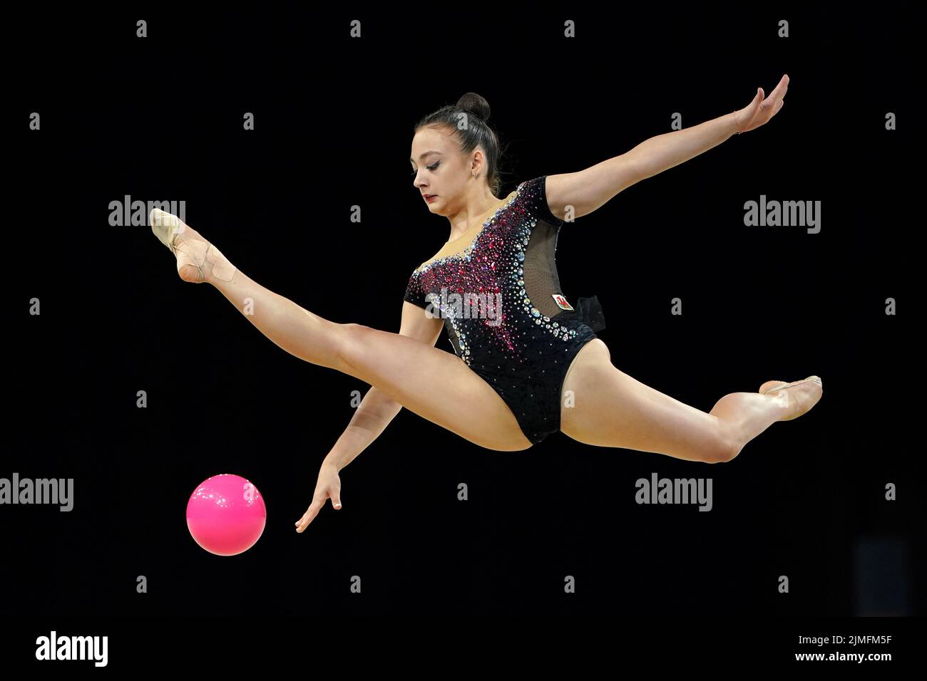 Wales' Elizabeth Popova competes during the ball final rhythmic gymnastics event the Ribbon Final at Arena Birmingham on day nine of the 2022 Commonwealth Games in Birmingham. Picture date: Saturday August 6, 2022. Stock Photo