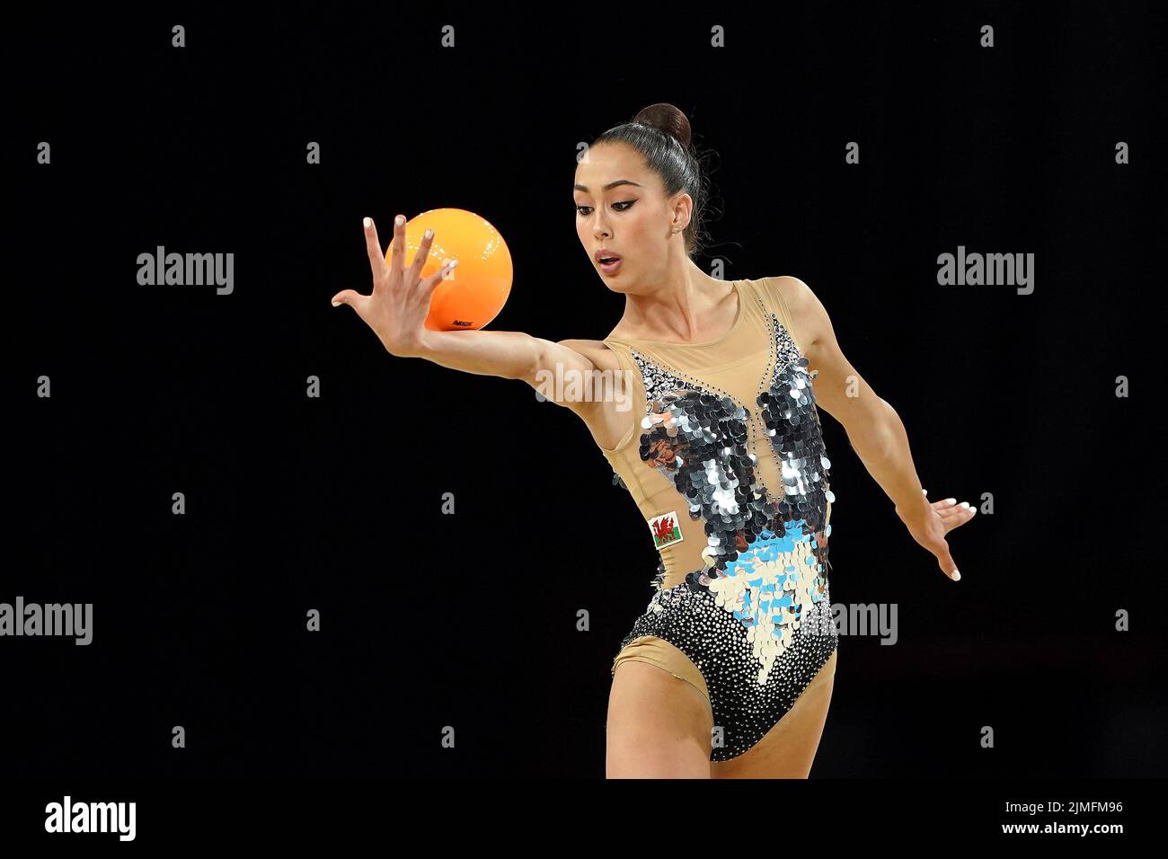 Wales' Gemma Frizelle competes during the ball final rhythmic gymnastics event at Arena Birmingham on day nine of the 2022 Commonwealth Games in Birmingham. Picture date: Saturday August 6, 2022. Stock Photo