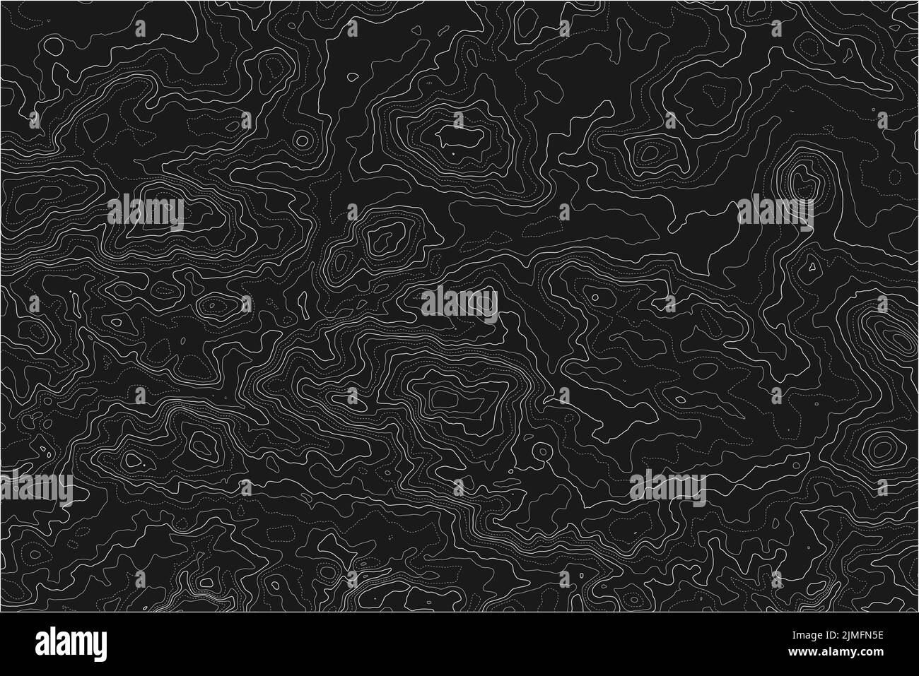 Abstract topographic vector map with dark grey background and white