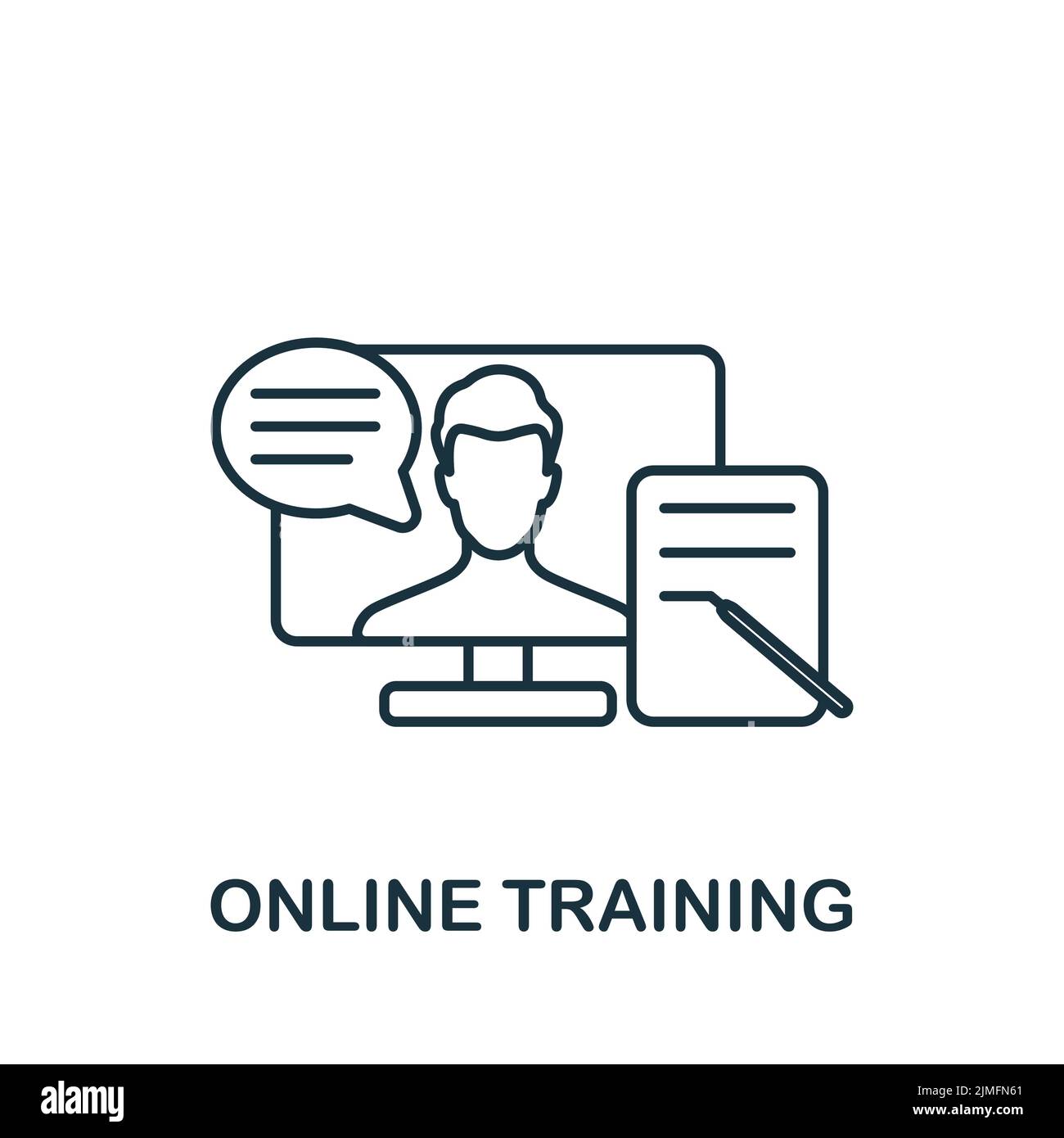 Online Training icon. Monochrome simple Business Training icon for templates, web design and infographics Stock Vector