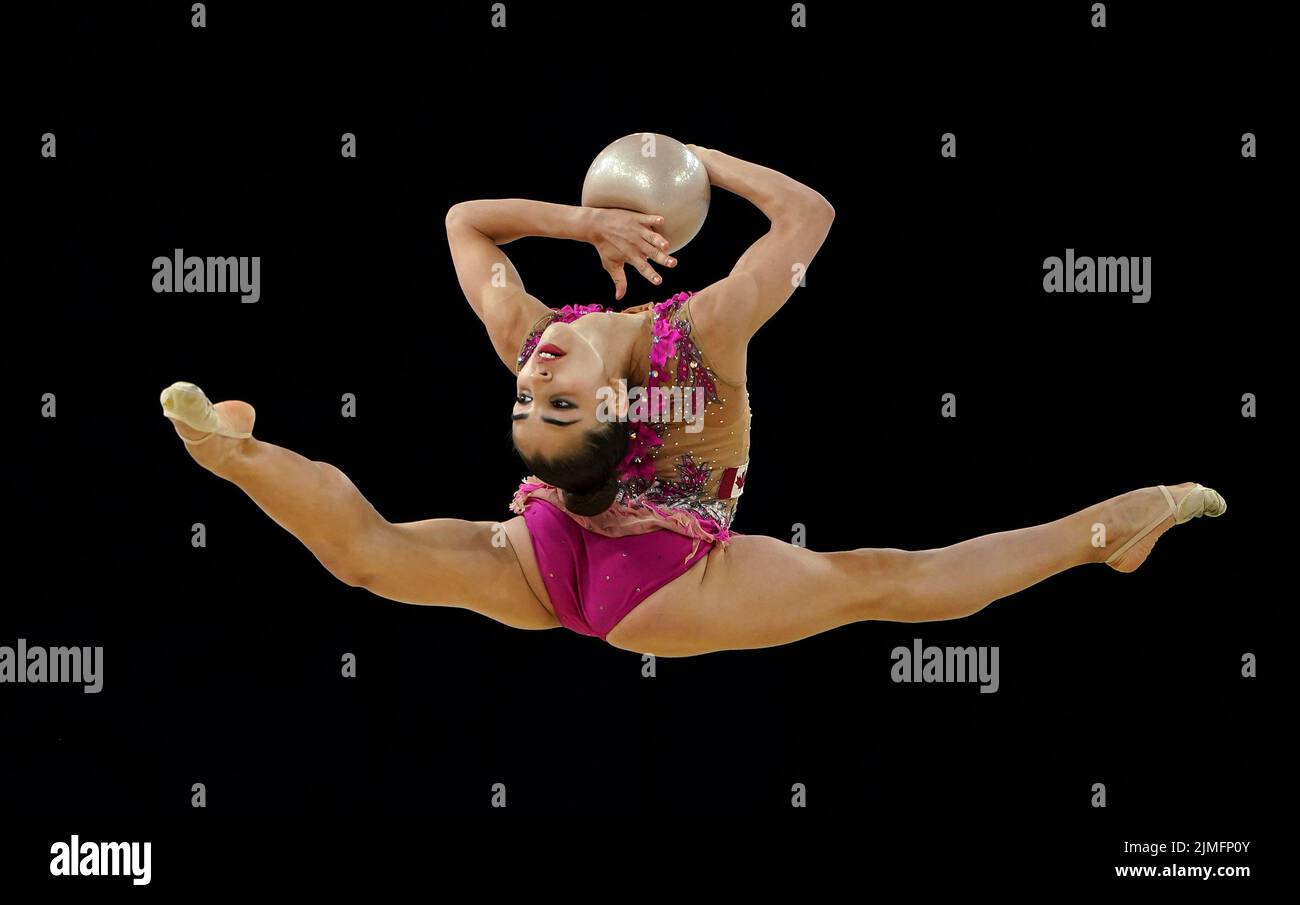 Canada's Suzanna Shahbazian competes during the ball final rhythmic gymnastics event at Arena Birmingham on day nine of the 2022 Commonwealth Games in Birmingham. Picture date: Saturday August 6, 2022. Stock Photo