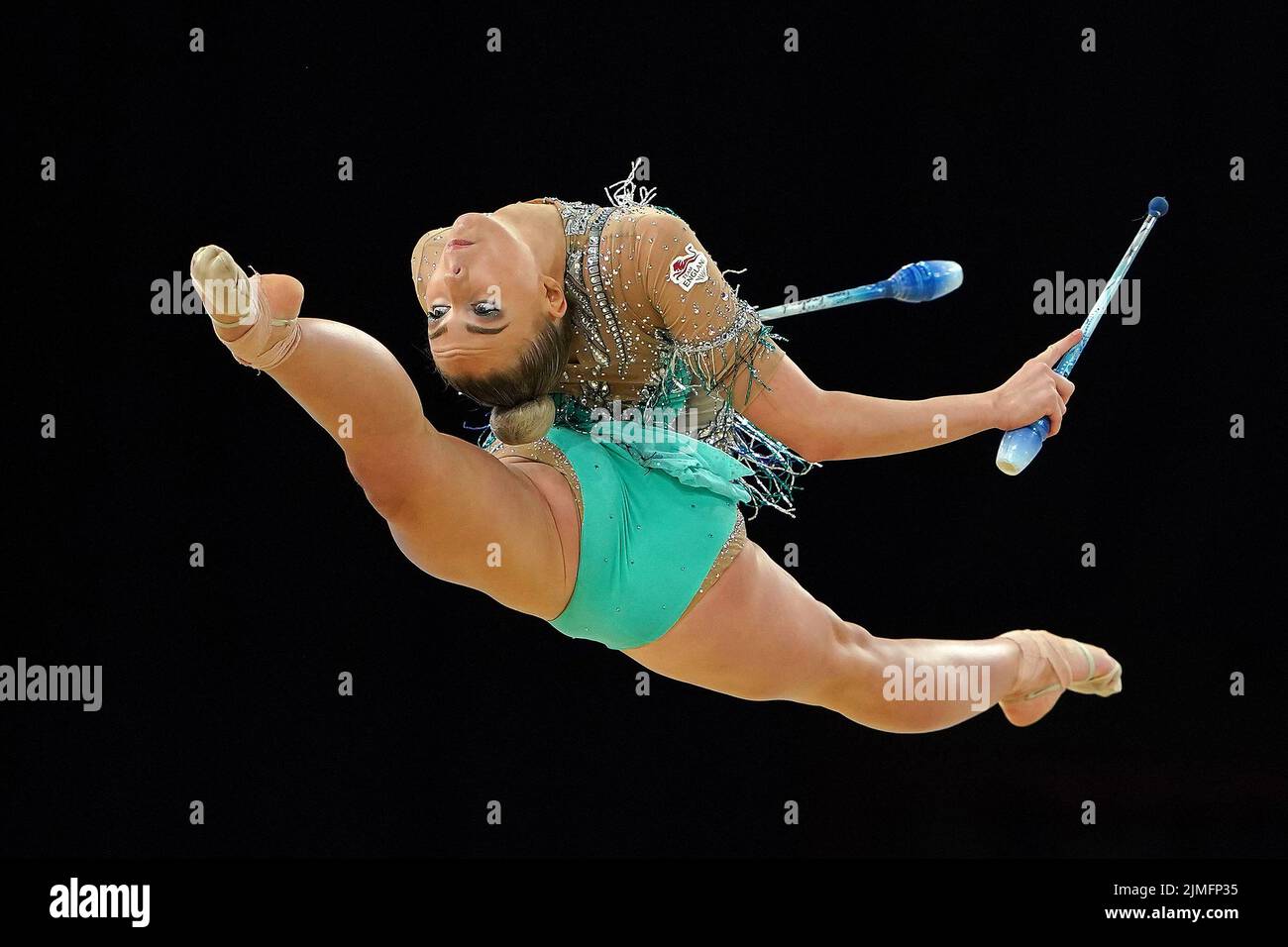 England's Saffron Severn competes during the clubs final rhythmic gymnastics event at Arena Birmingham on day nine of the 2022 Commonwealth Games in Birmingham. Picture date: Saturday August 6, 2022. Stock Photo