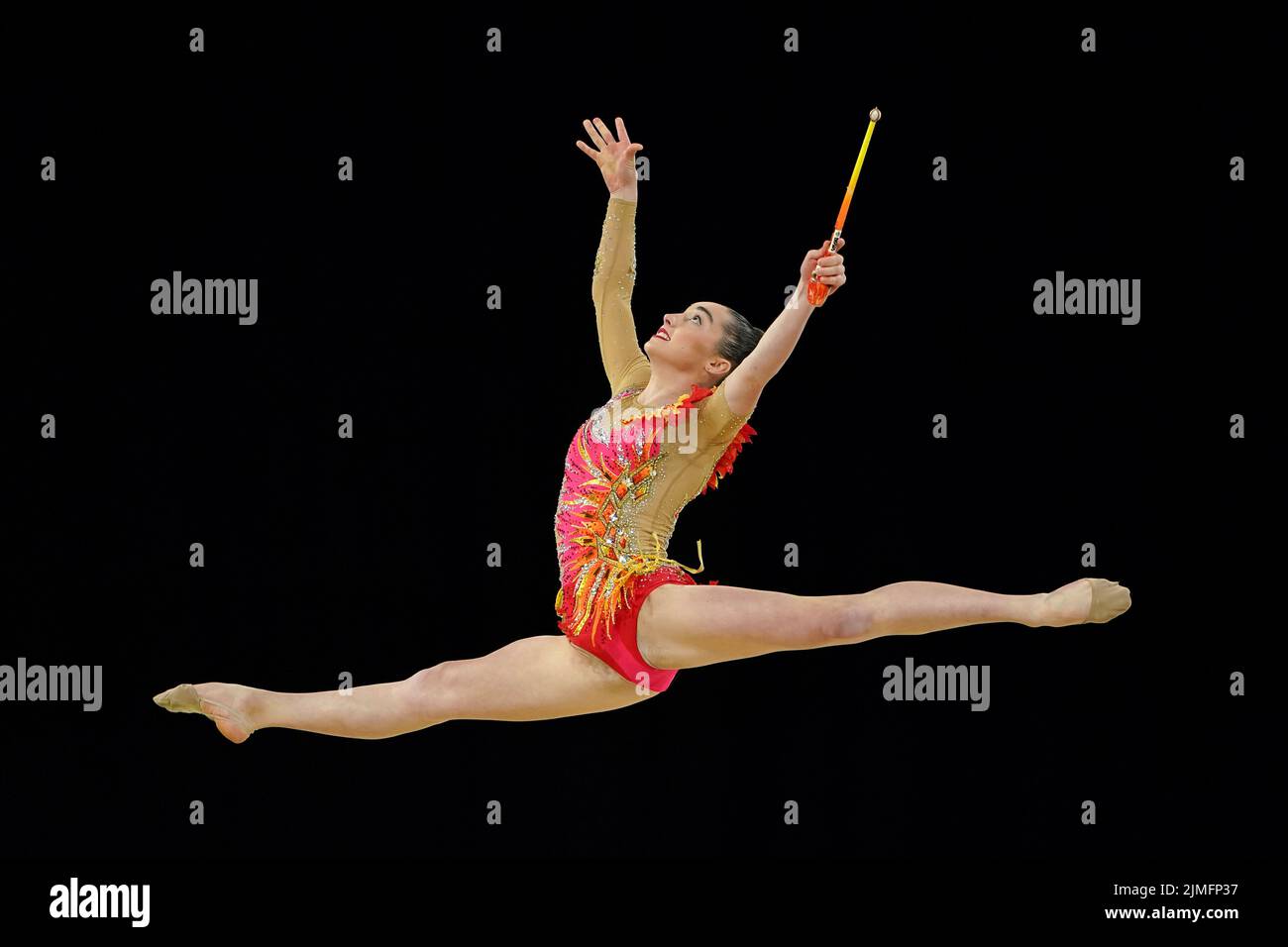 New Zealand's Havana Hopman competes during the clubs final rhythmic gymnastics event at Arena
