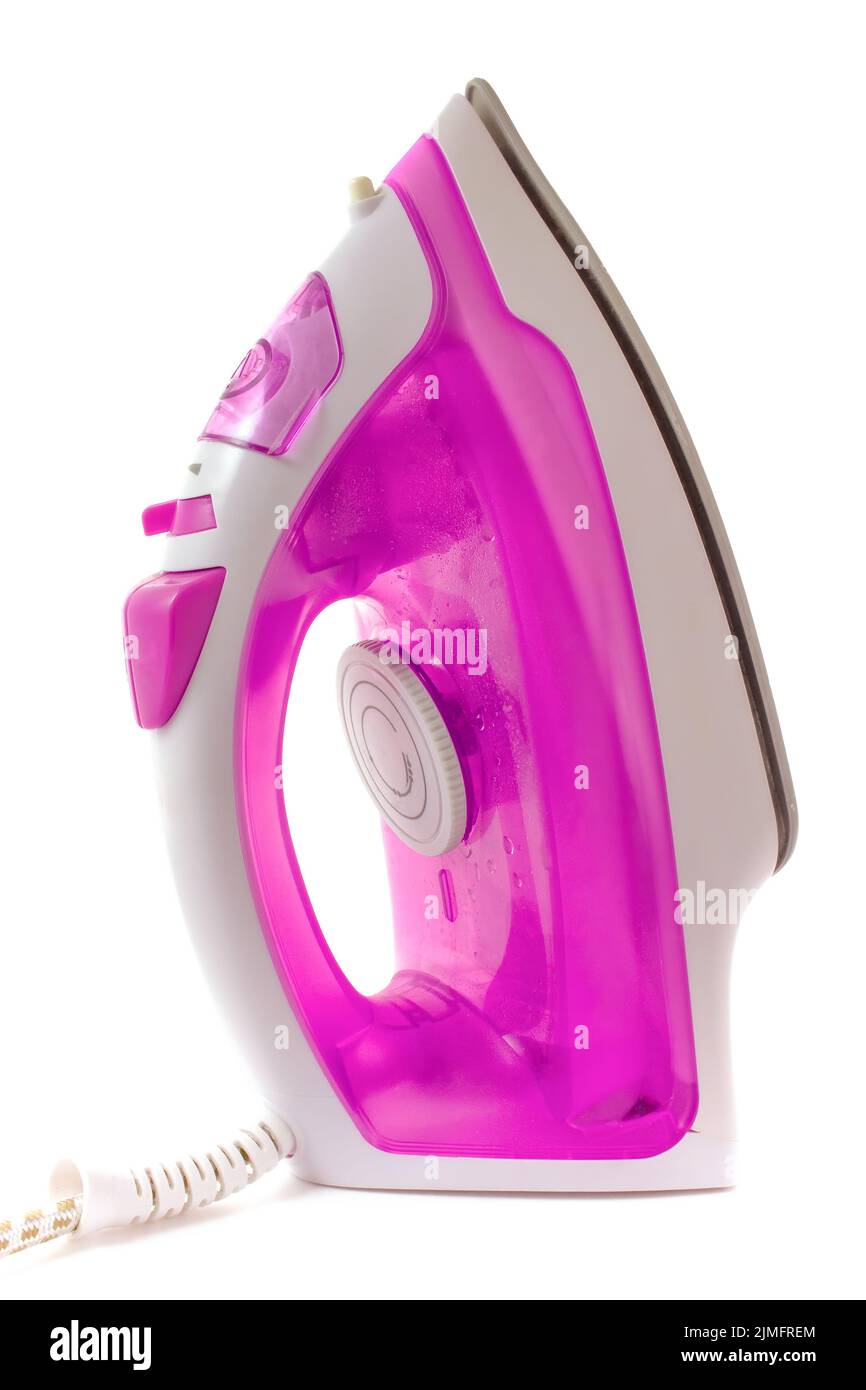 Pink iron isolated on white background. Stock Photo