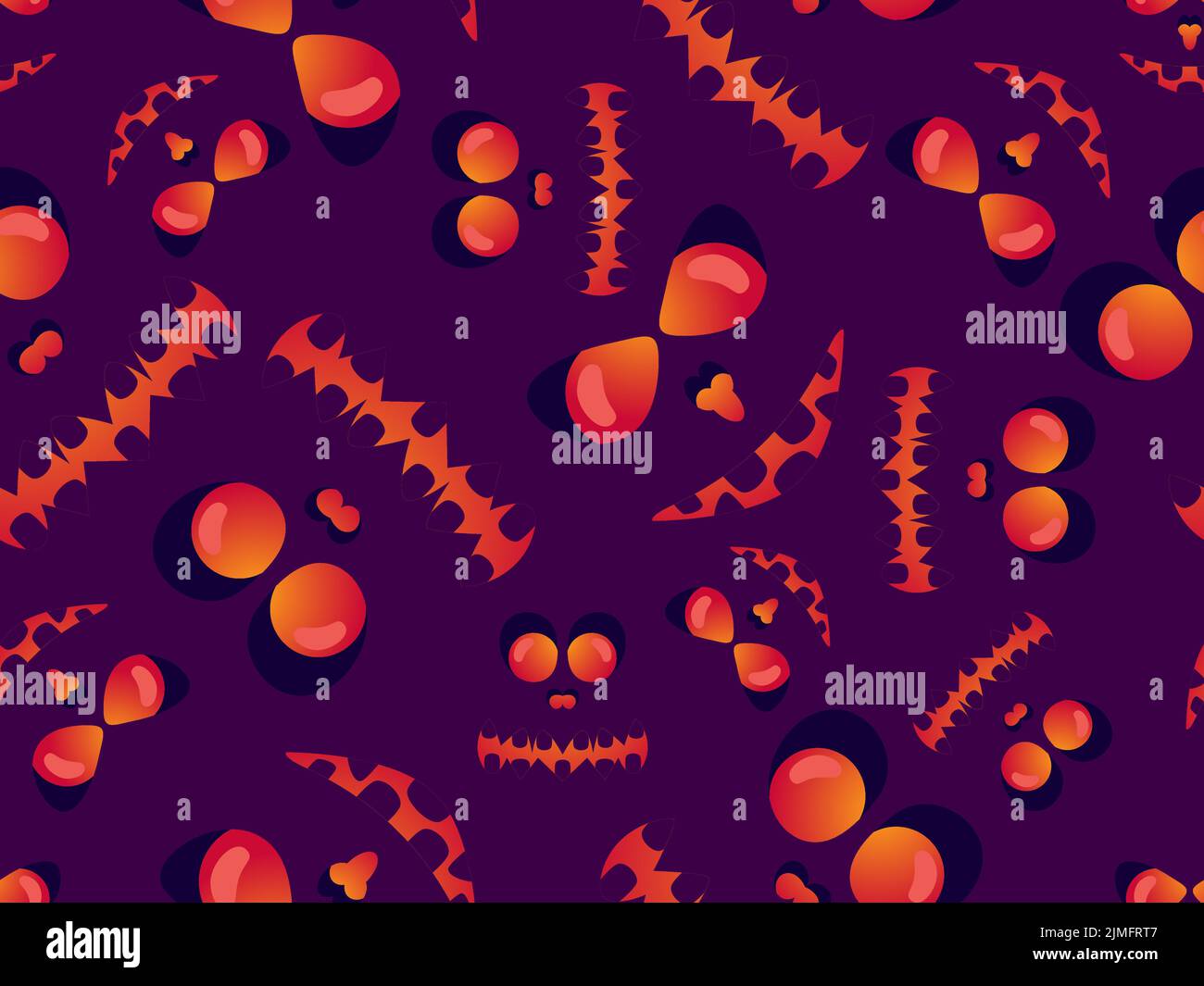 Scary face with glowing eyes seamless pattern. Evil scary eyes carved ...