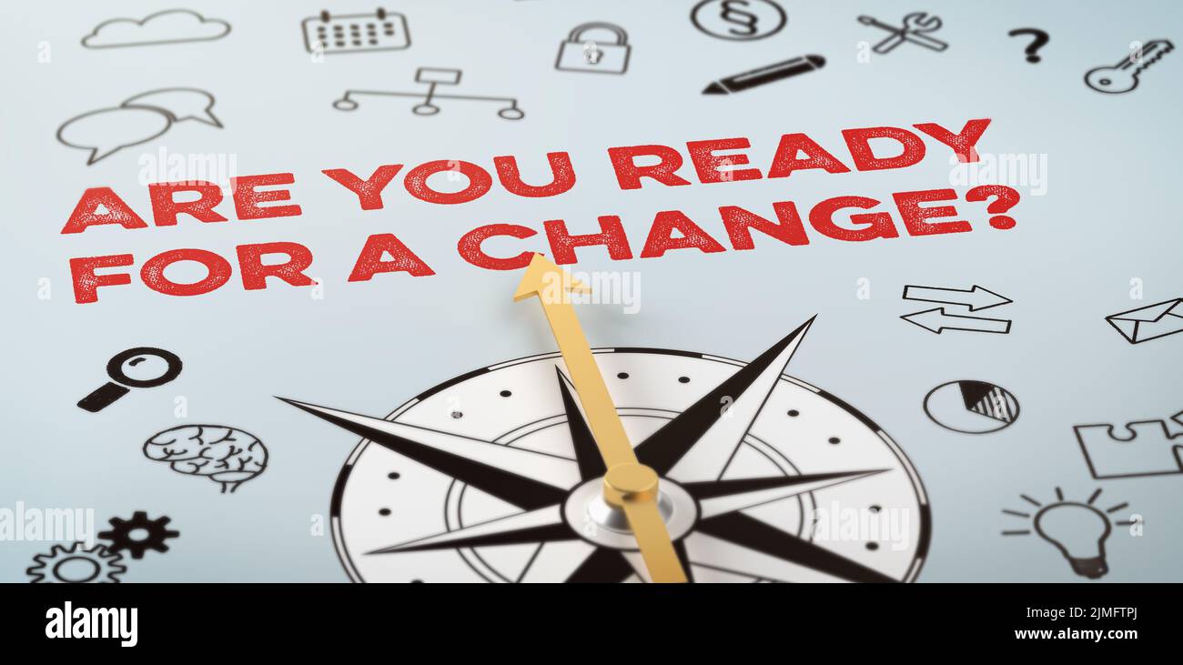 A compass with icons - Are you ready for a change Stock Photo - Alamy