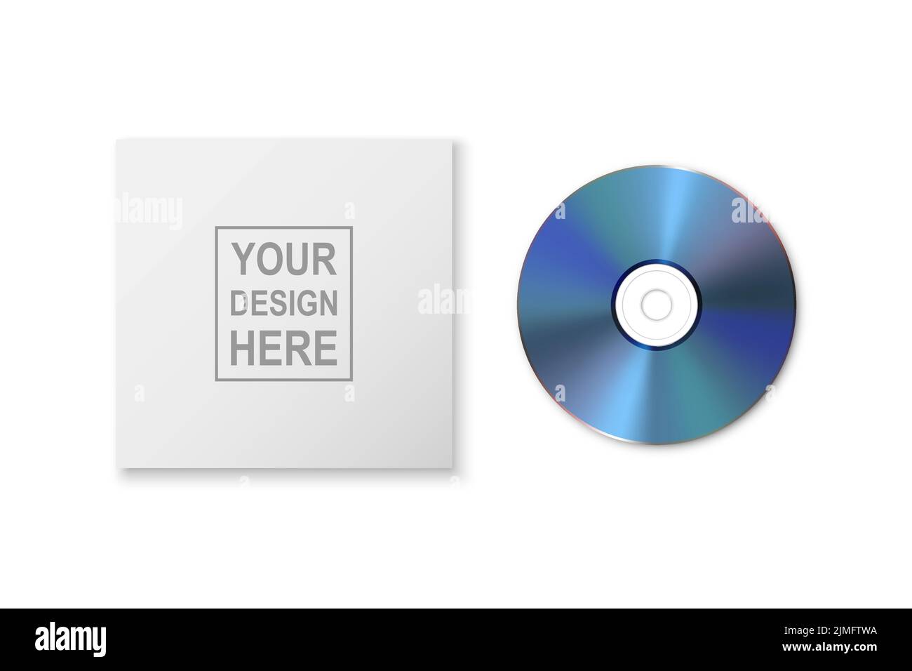Vector 3d Realistic Blue CD, DVD with Paper Case, Envelope Isolated on