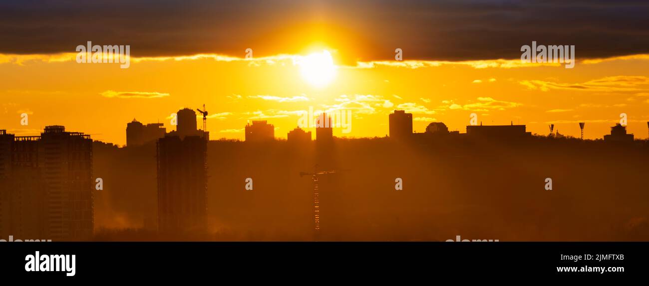 Panorama sunset in city Stock Photo