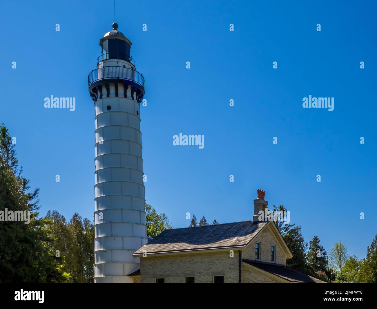 Cana Island Light Station built in 1869 on Cana Island on the shore of
