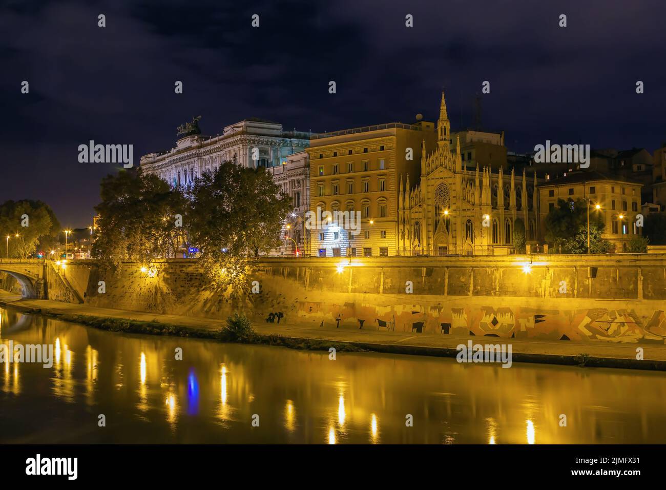 Tiber River embankment, Rome, Italy Stock Photo