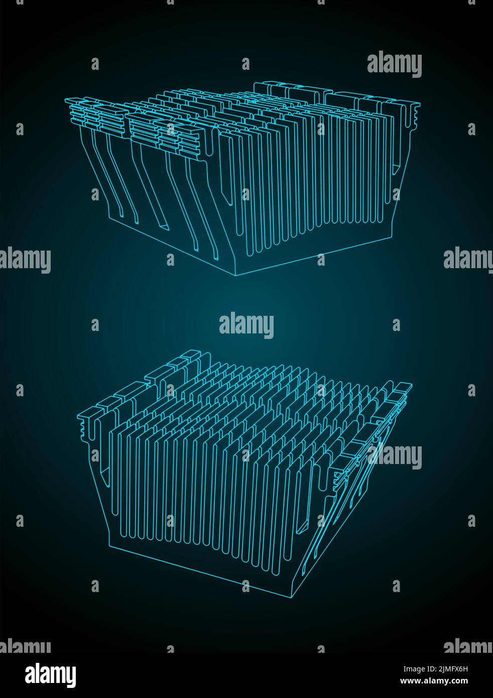 Stylized vector illustration of drawings of passive cpu cooler Stock ...