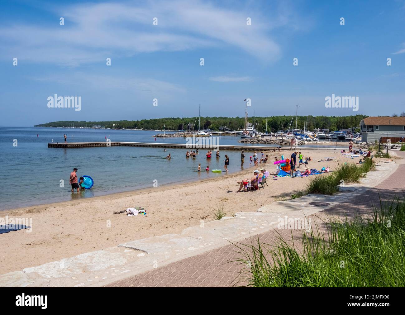 Sister Bay Beach on Lake Michigan in Sister Bay in Door County Wisconsin USA Stock Photo