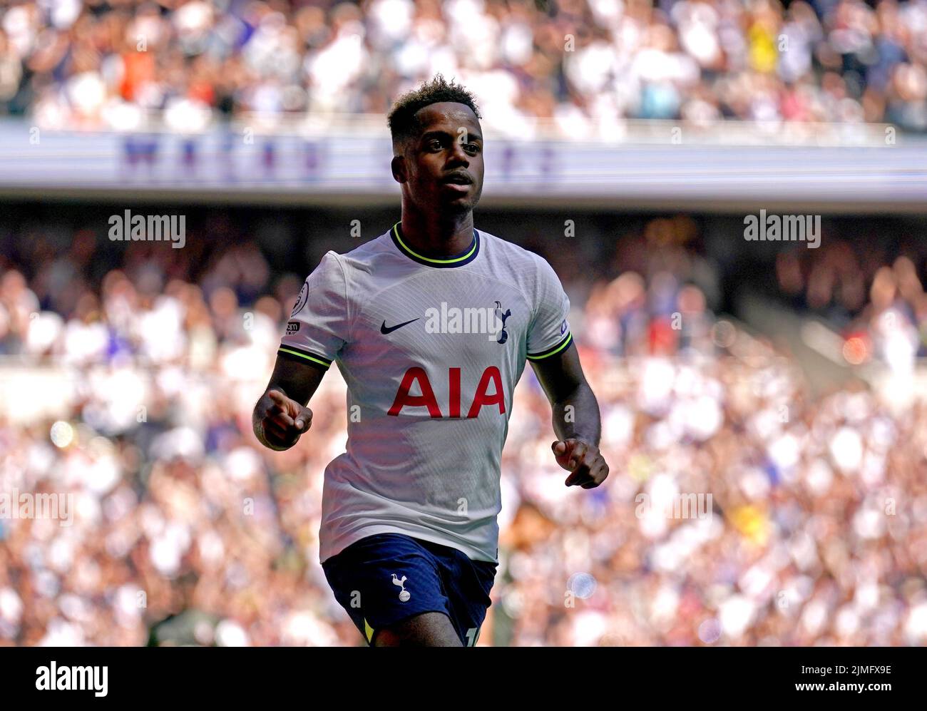 Tottenham Hotspur's Ryan Sessegnon celebrates scoring their side's first goal of the game during the Premier League match at Tottenham Hotspur Stadium, London. Picture date: Saturday August 6, 2022. Stock Photo