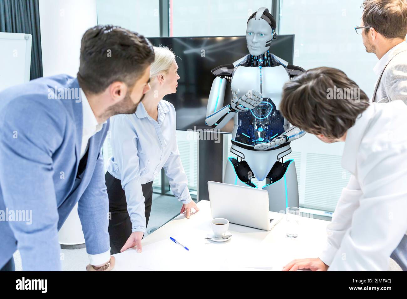 Business meeting with a humanoid robot Stock Photo