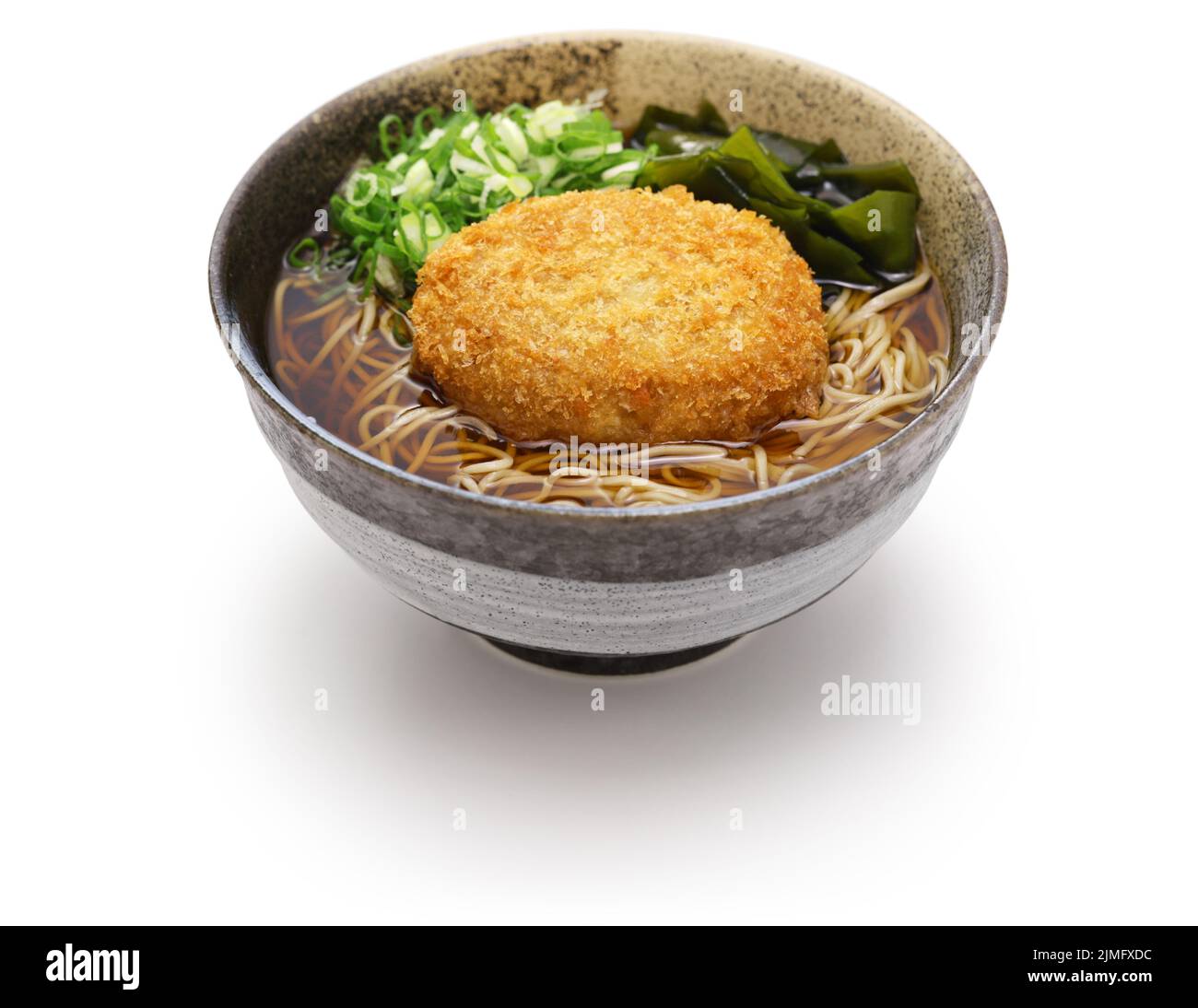 Korokke soba ( buckwheat noodles with croquette ), Japanese food Stock Photo