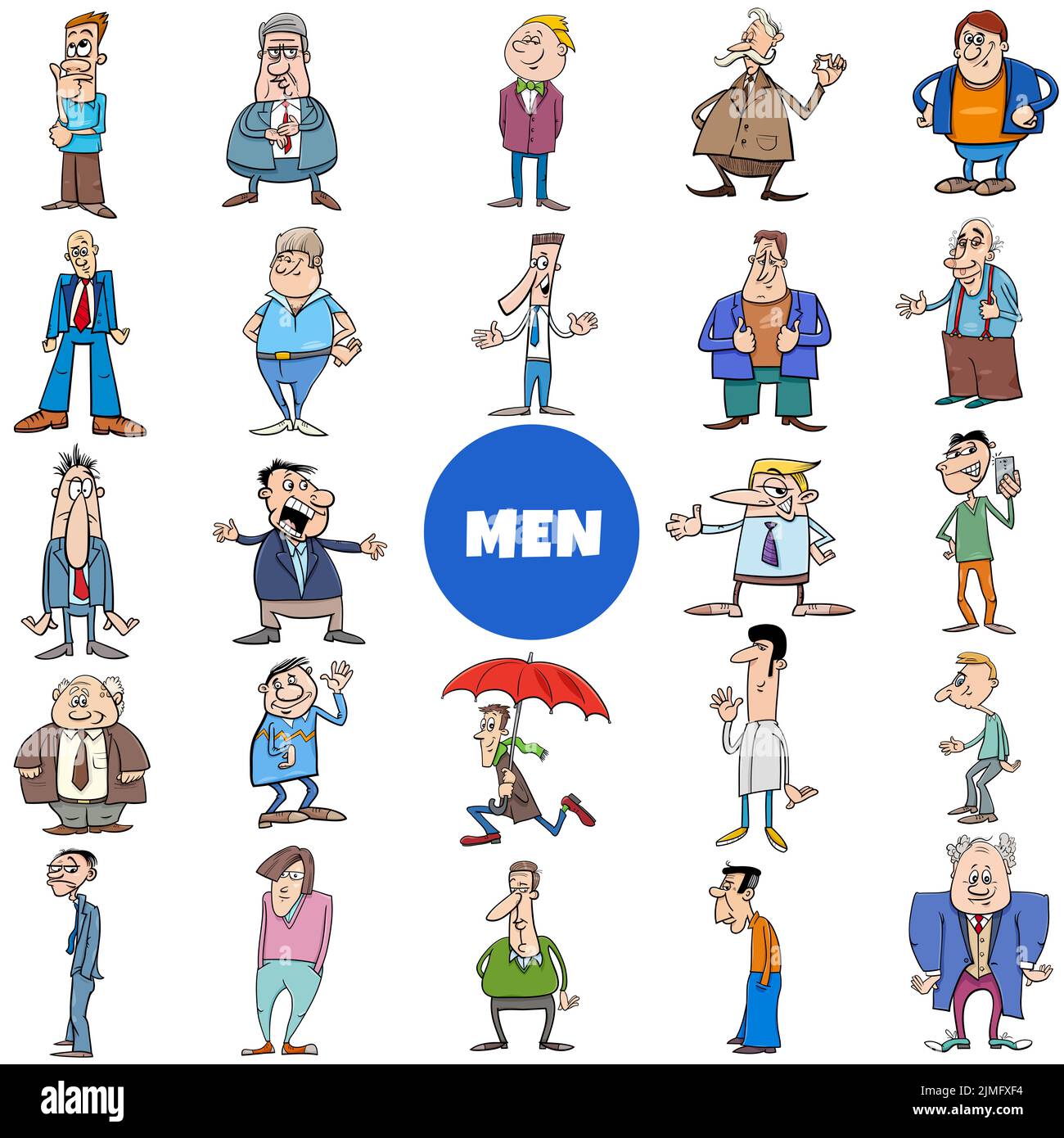 Cartoon Funny Men Characters Big Set Stock Photo Alamy