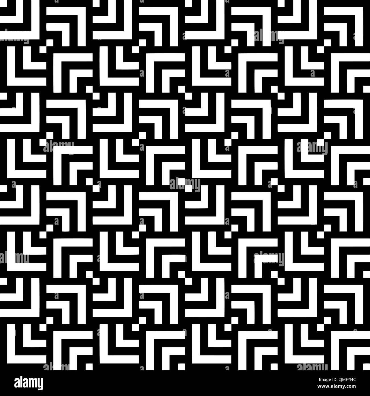 Black and white squares, lines, checkered seamless repeat pattern