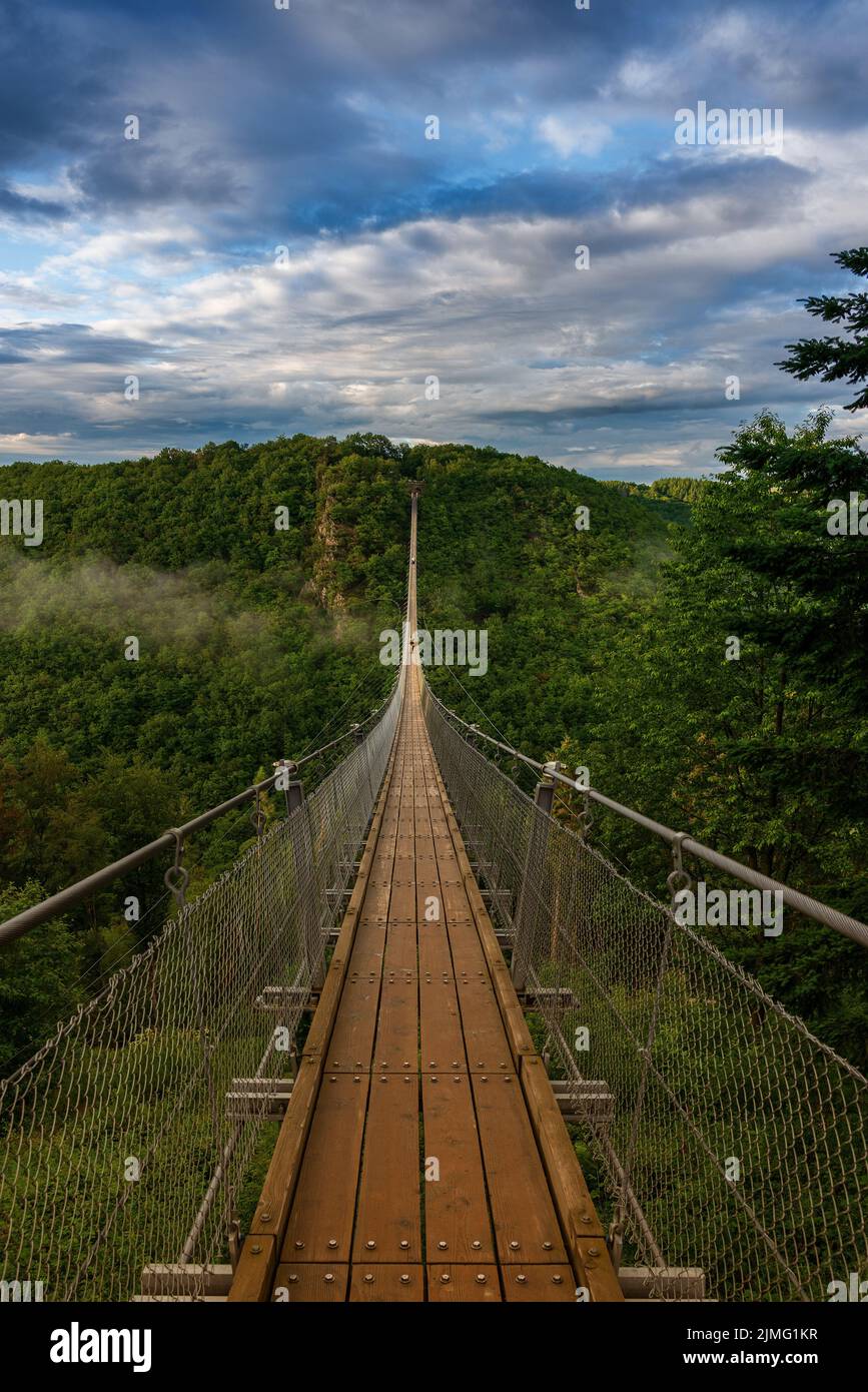 View of a suspension bridge in Germany Stock Photo