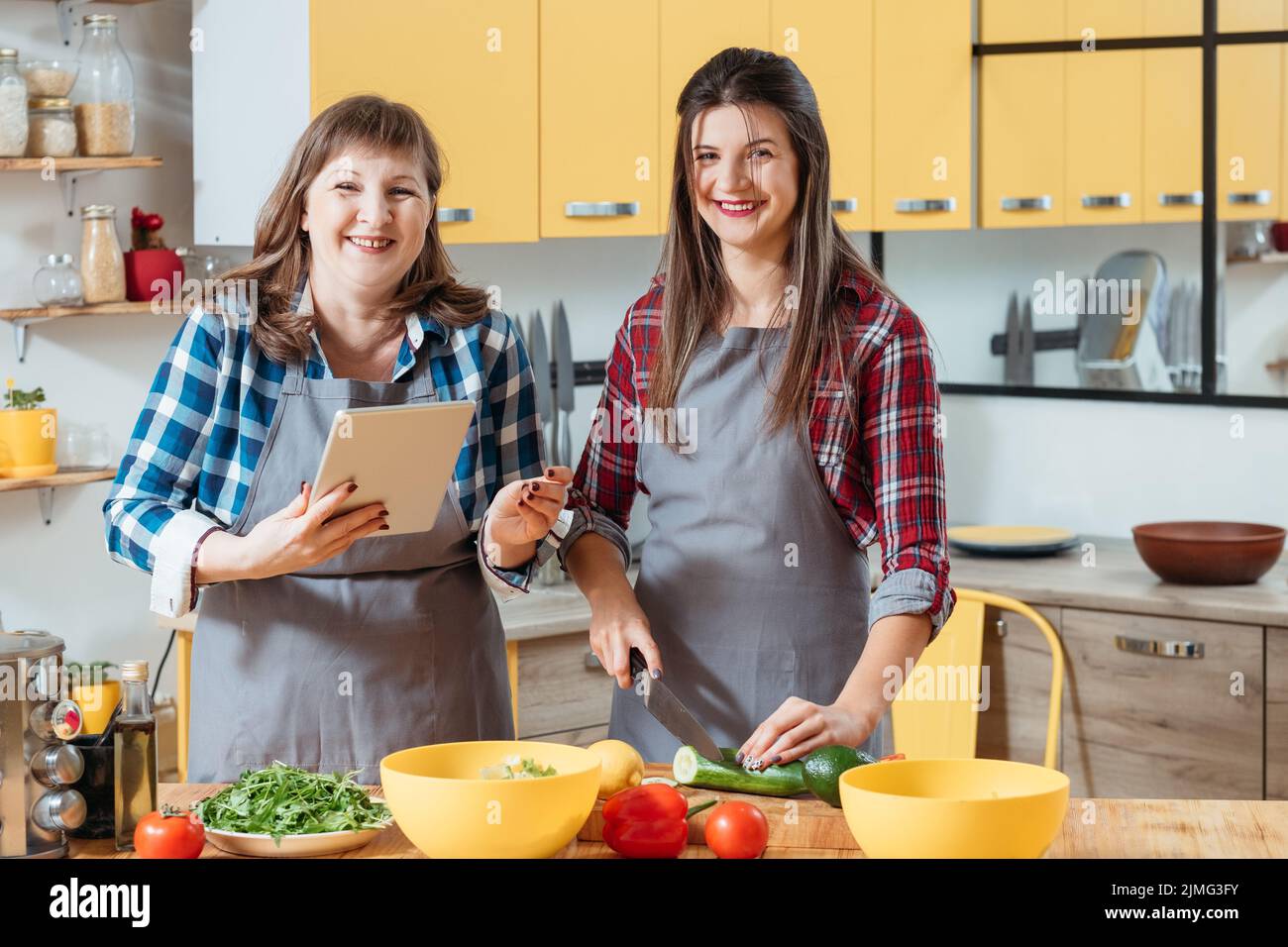 healthy diet family kitchen leisure new recipe Stock Photo