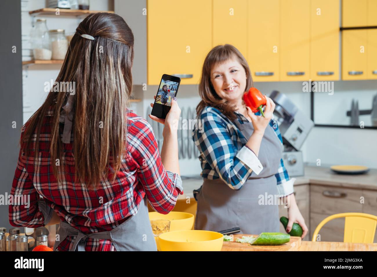 family cooking blog women healthy lifestyle diet Stock Photo