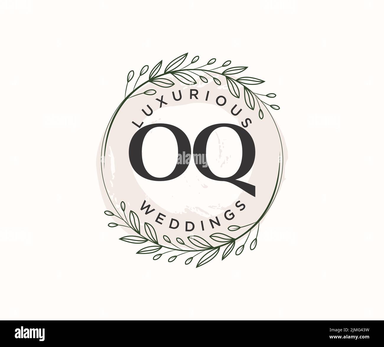 OQ Initials letter Wedding monogram logos template, hand drawn modern minimalistic and floral templates for Invitation cards, Save the Date, elegant Stock Vector