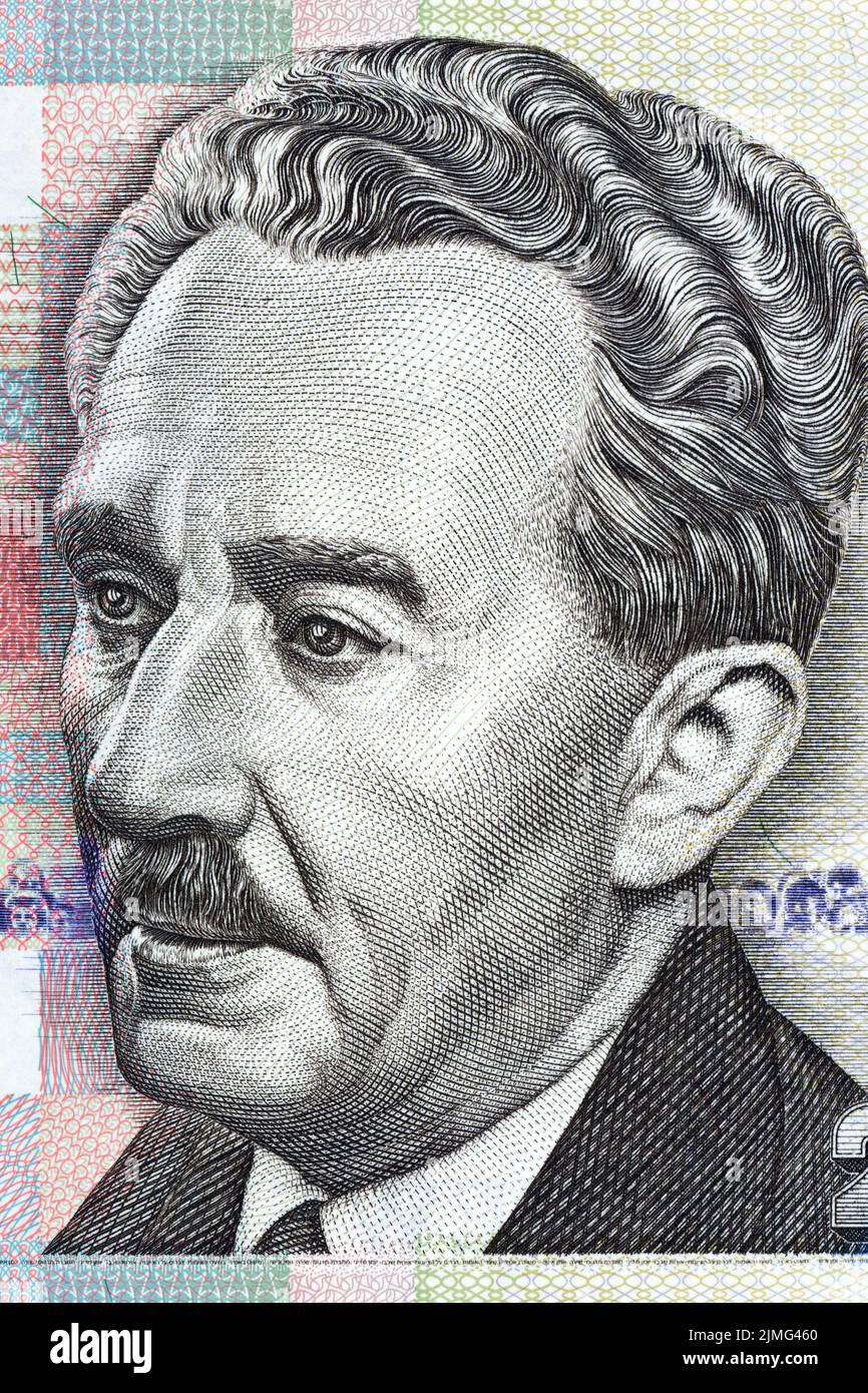Moshe Sharett portrait from Israeli money Stock Photo