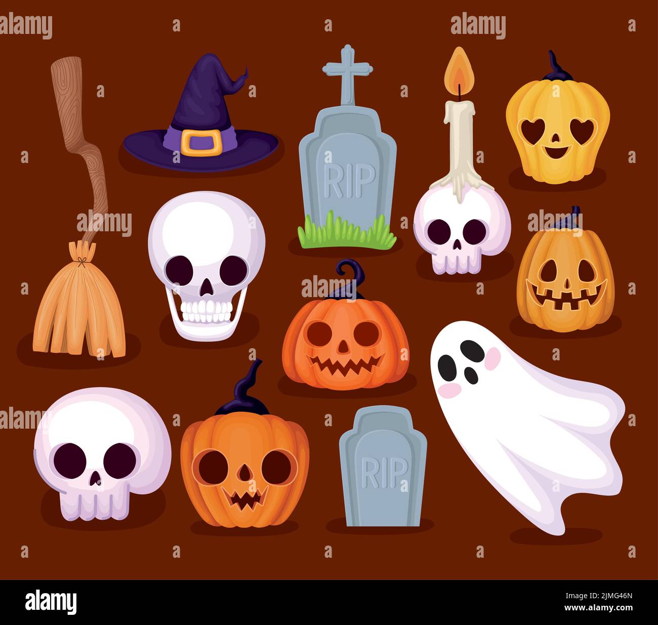 halloween miscellaneous set Stock Vector