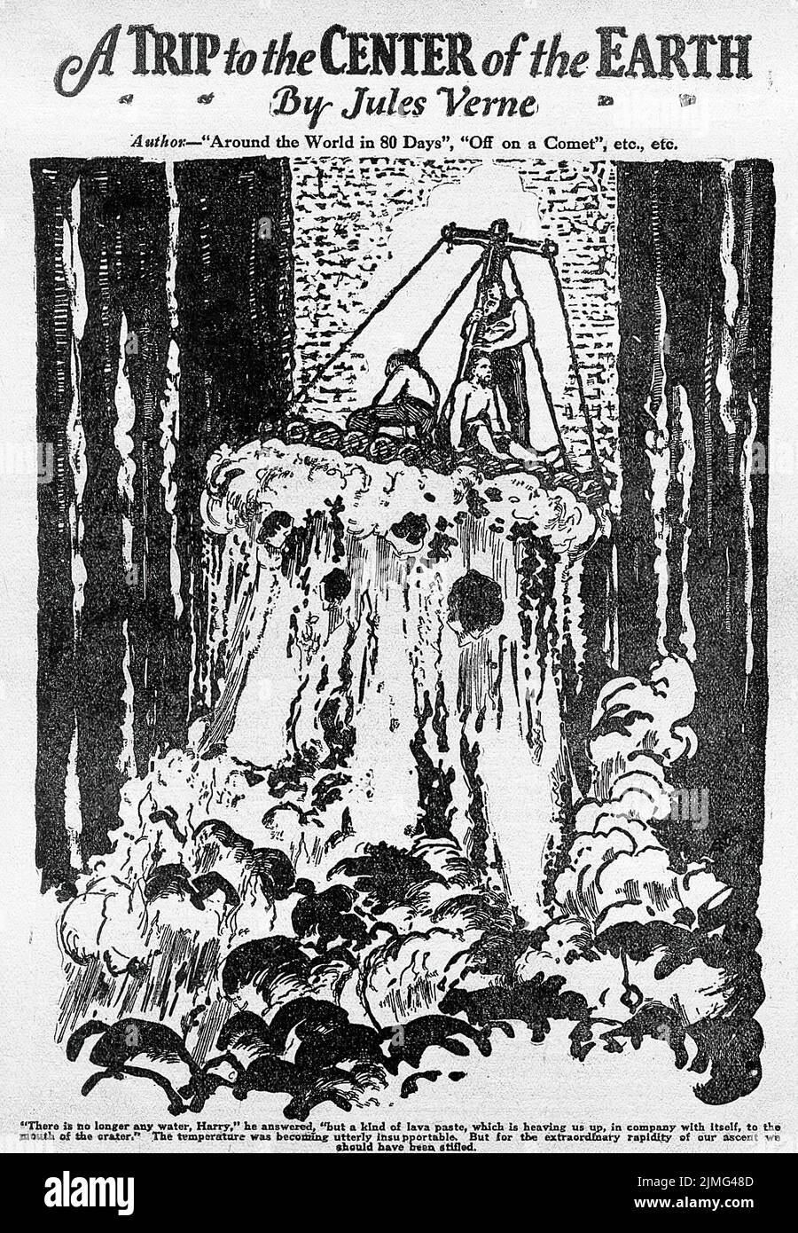 A Trip to the Center of the Earth (1846) by Jules Verne. Illustration from Amazing Stories, July 1926. Stock Photo