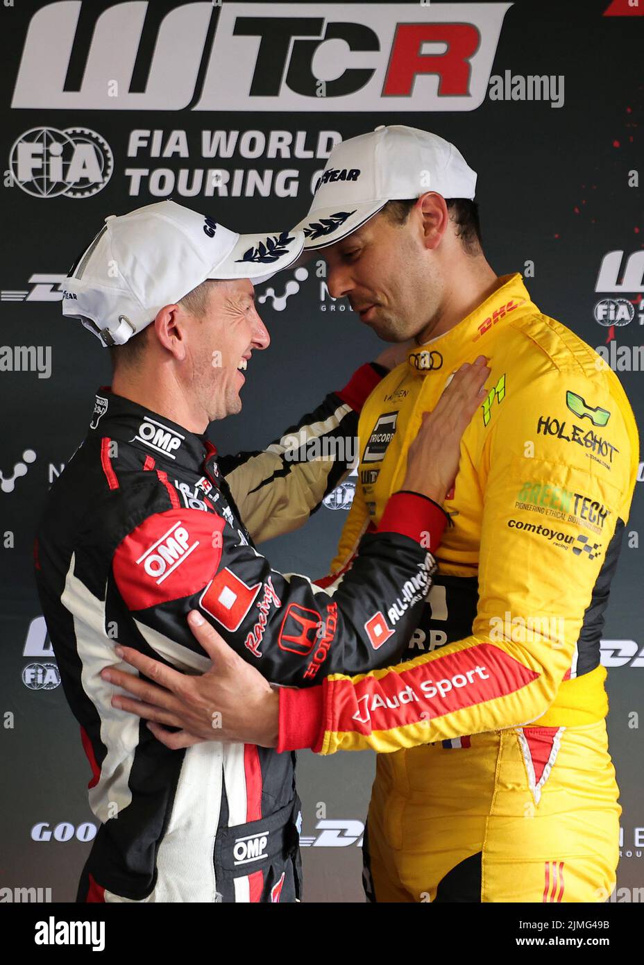 GIROLAMI Nestor (ARG), ALL-INKL.COM Münnich Motorsport, Honda Civic Type R TCR, portrait,BERTHON Nathanael (FRA), Comtoyou DHL Team Audi Sport, Audi RS 3 LMS, portrait during the WTCR - Race of Alsace Grand Est 2022, 7th round of the 2022 FIA World Touring Car Cup, on the Anneau du Rhin from August 6 to 7 in Biltzheim, France - Photo Paulo Maria / DPPI Stock Photo