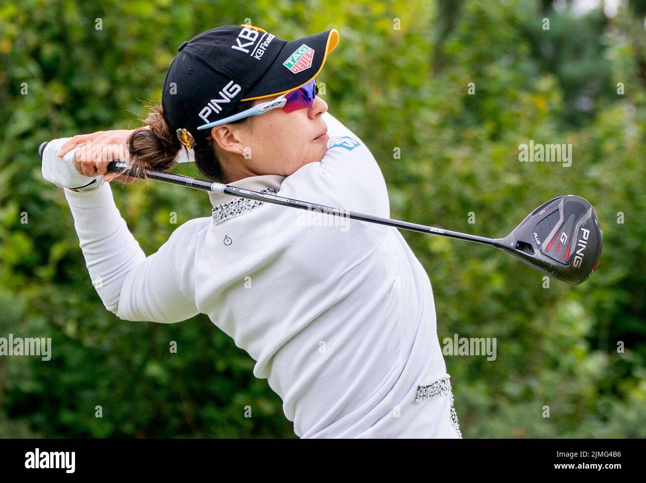 In Gee Chun on the 2nd tee during day three of the AIG Women's Open at Muirfield in Gullane, Scotland. Picture date: Saturday August 6, 2022. Stock Photo