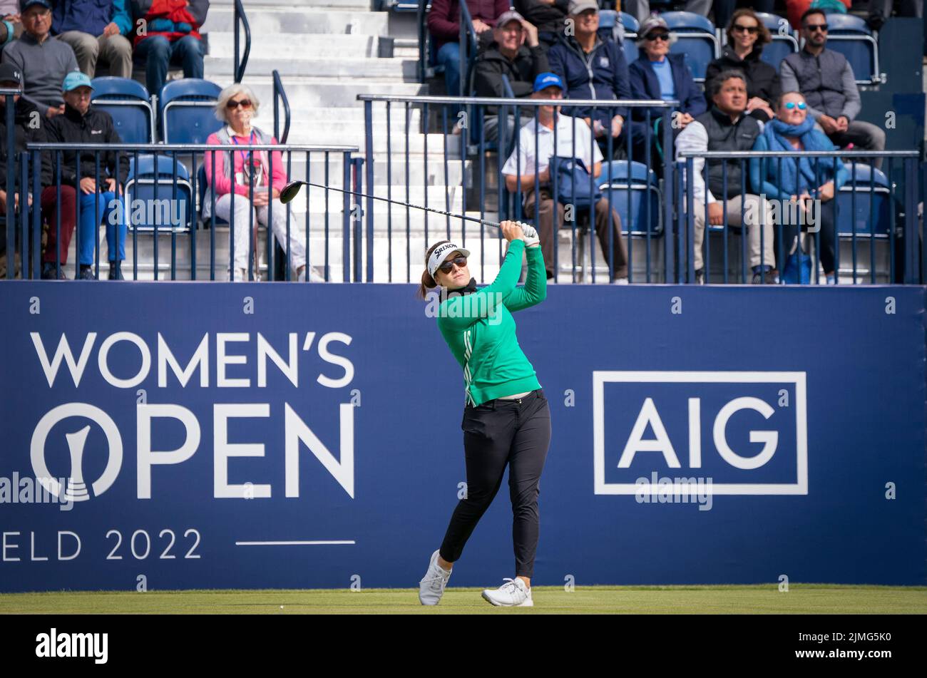 Hannah Green on the first tee during day three of the AIG Women's Open at Muirfield in Gullane, Scotland. Picture date: Saturday August 6, 2022. Stock Photo