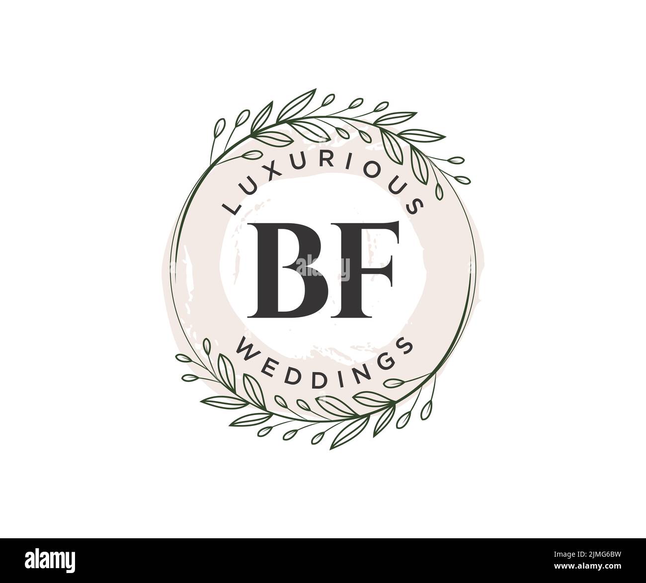 Monogram Bf BF Initials letter Wedding monogram logos template, hand drawn modern ...
