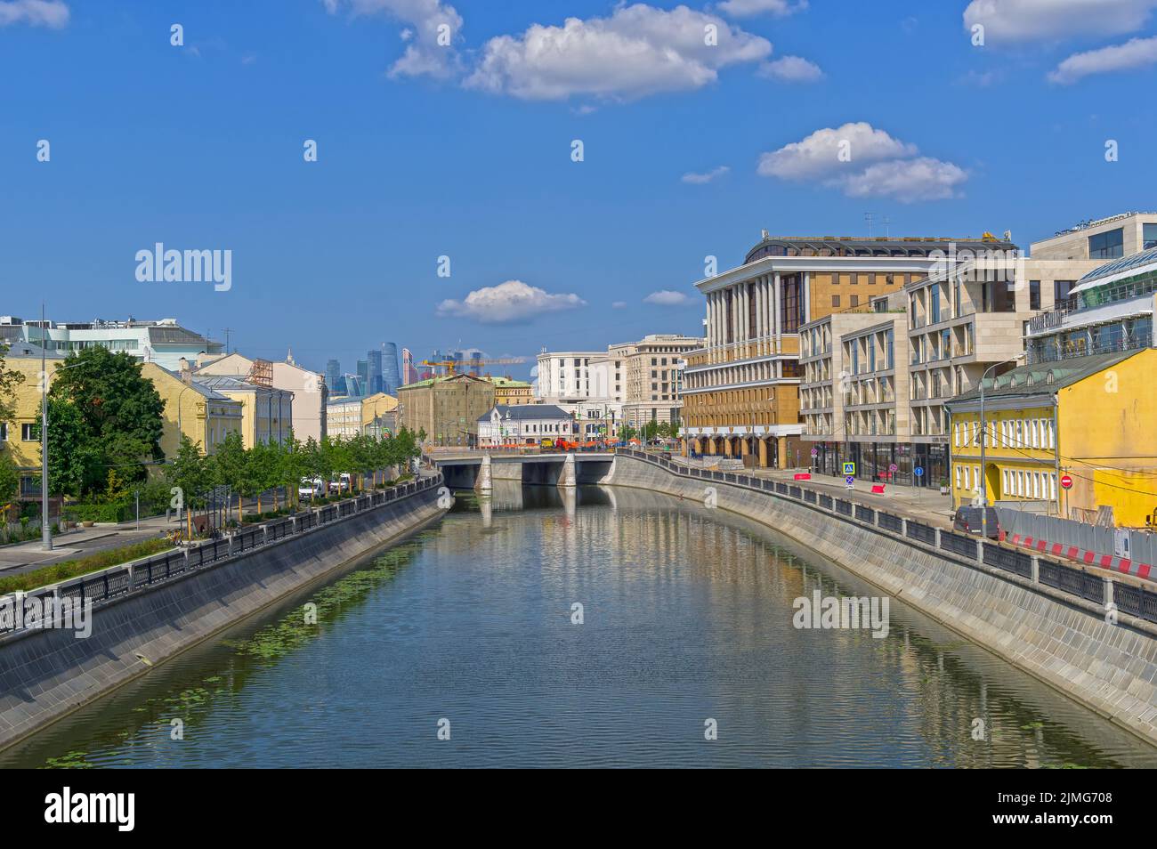 Embankment on the Vodootvodny channel. Zamoskvorechye, Moscow, Russia. Stock Photo