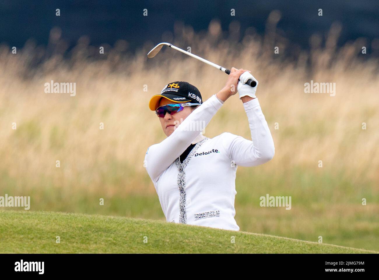 In Gee Chun on the first hole during day three of the AIG Women's Open at Muirfield in Gullane, Scotland. Picture date: Saturday August 6, 2022. Stock Photo