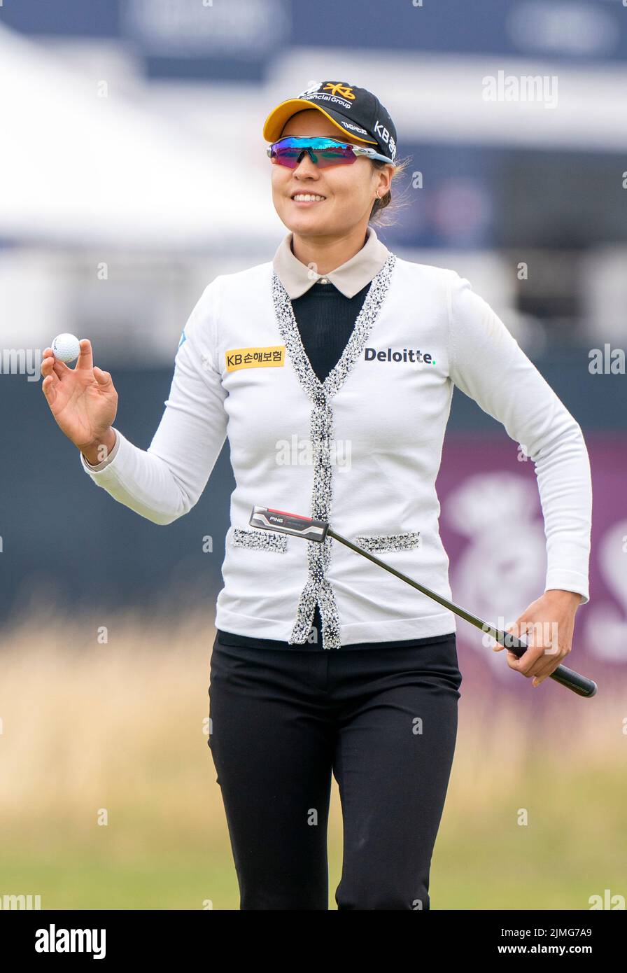 In Gee Chun on the first green during day three of the AIG Women's Open at Muirfield in Gullane, Scotland. Picture date: Saturday August 6, 2022. Stock Photo