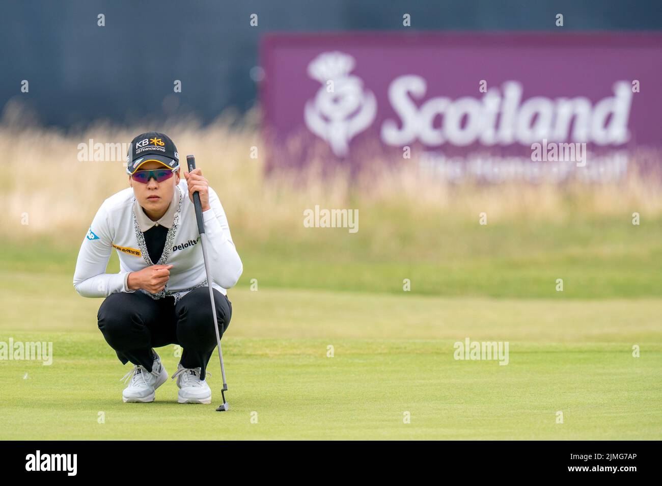 In Gee Chun on the first green during day three of the AIG Women's Open at Muirfield in Gullane, Scotland. Picture date: Saturday August 6, 2022. Stock Photo
