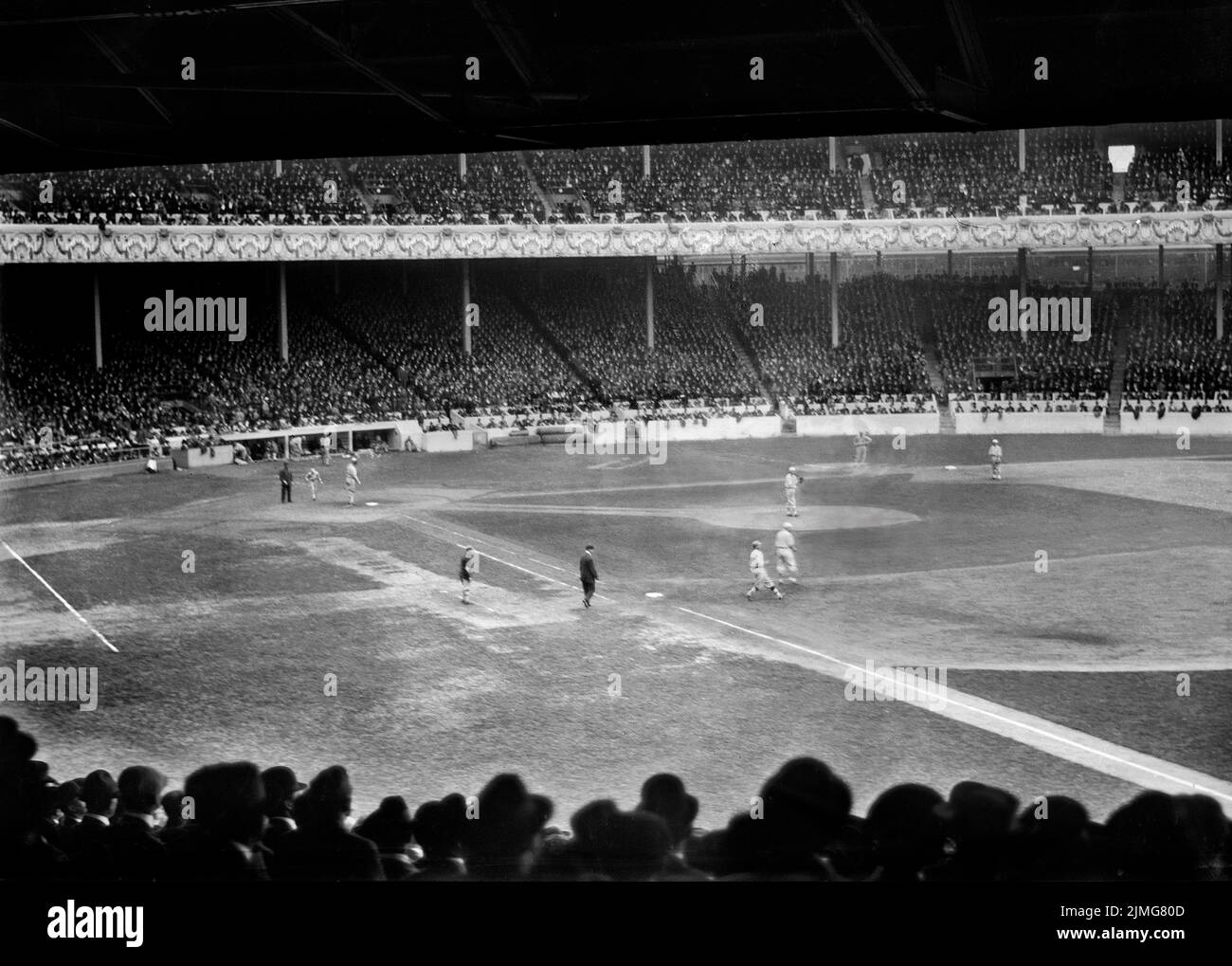 Philadelphia Athletics versus New York Giants, Game 1 of Baseball World Series, Polo Grounds, New York City, New York, USA, Bain News Service, October 9, 1913 Stock Photo