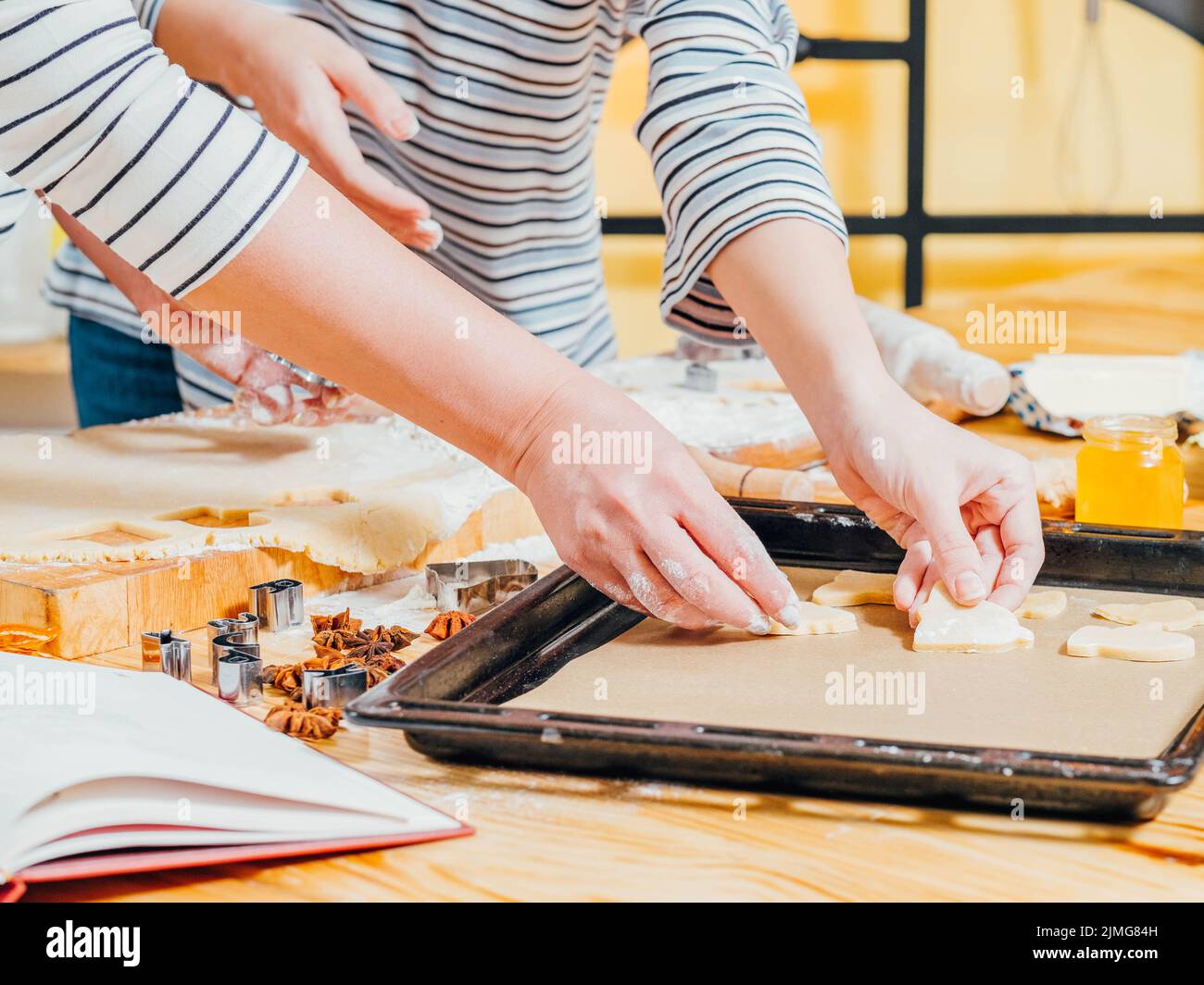 gingerbread biscuits recipe dough sheet pan Stock Photo Alamy