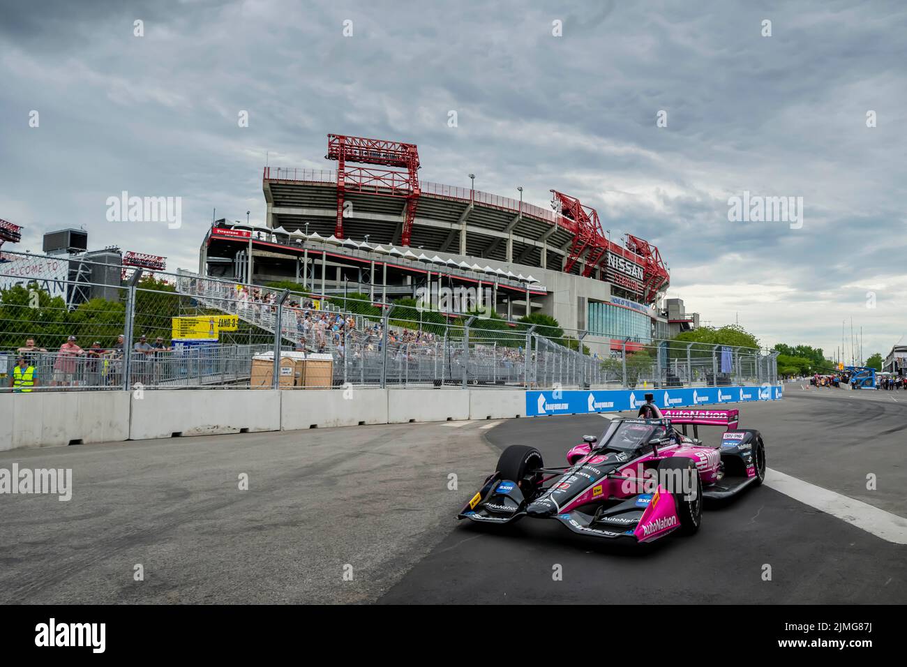 Nashville, TN, USA. 5th Aug, 2022. HELIO CASTRONEVES (06) of Sao Paulo, Brazil travels through the turns during a practice for the Big Machine Music City Grand Prix on the Streets Of Nashville in Nashville TN. (Credit Image: © Walter G. Arce Sr./ZUMA Press Wire) Stock Photo