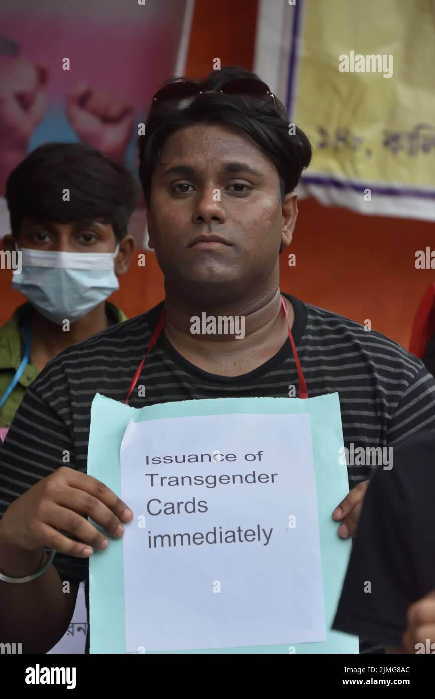 Kolkata, West Bengal, India. 5th Aug, 2022. The Transgender Community demand inclusion of themselves in all the Governmental jobs and equality with common citizens. (Credit Image: © Biswarup Ganguly/Pacific Press via ZUMA Press Wire) Stock Photo