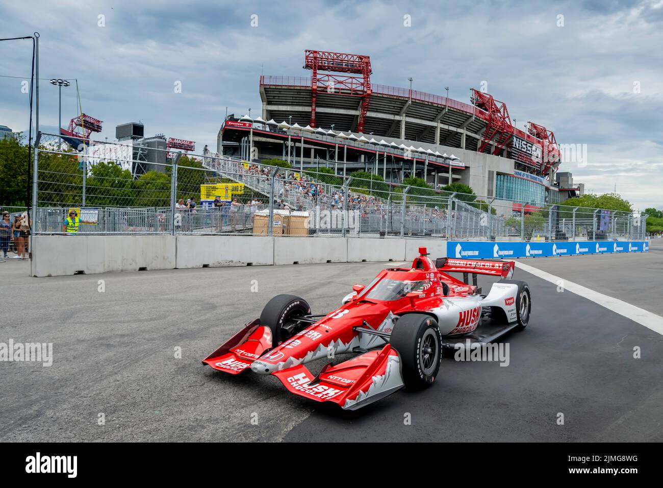 Nashville, TN, USA. 5th Aug, 2022. MARCUS ERICSSON (8) of Kumla, Sweden travels through the turns during a practice for the Big Machine Music City Grand Prix on the Streets Of Nashville in Nashville TN. (Credit Image: © Walter G. Arce Sr./ZUMA Press Wire) Stock Photo