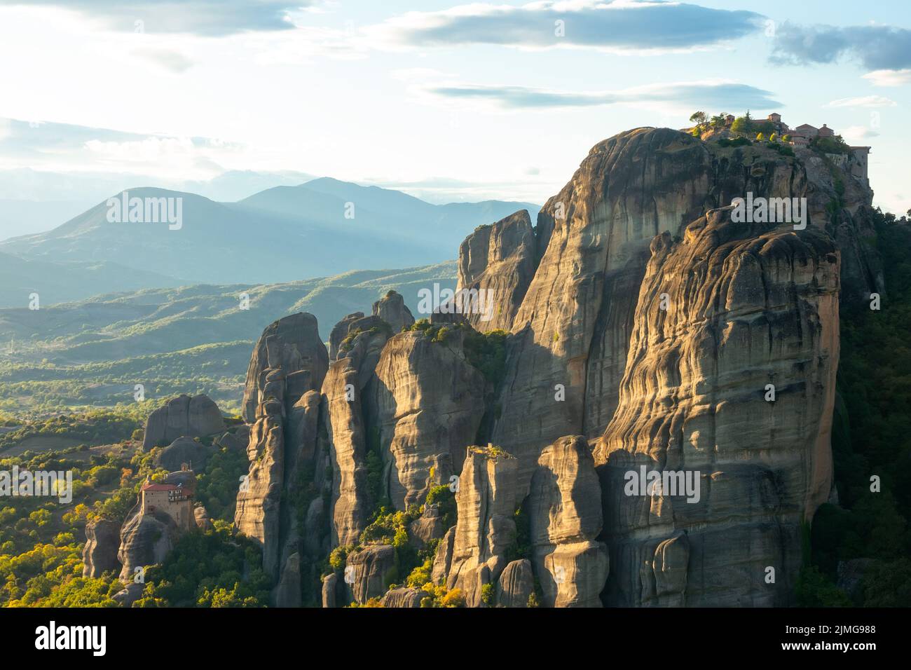 Meteora Rocks and Greek Monasteries on a Sunny Evening Stock Photo - Alamy