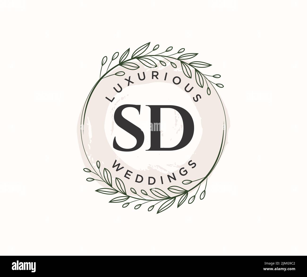SD Initials letter Wedding monogram logos template, hand drawn modern minimalistic and floral templates for Invitation cards, Save the Date, elegant Stock Vector