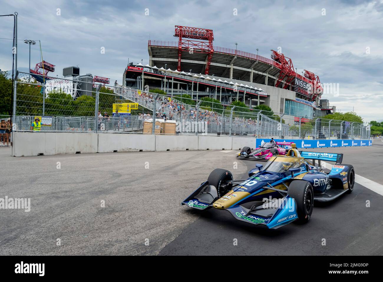 Nashville, TN, USA. 5th Aug, 2022. CONOR DALY (20) of Noblesville, Indiana travels through the turns during a practice for the Big Machine Music City Grand Prix on the Streets Of Nashville in Nashville TN. (Credit Image: © Walter G. Arce Sr./ZUMA Press Wire) Stock Photo